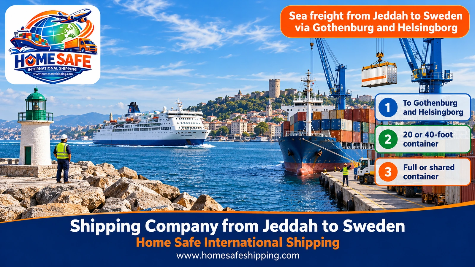 Sea freight from Jeddah to Sweden via Gothenburg and Helsingborg