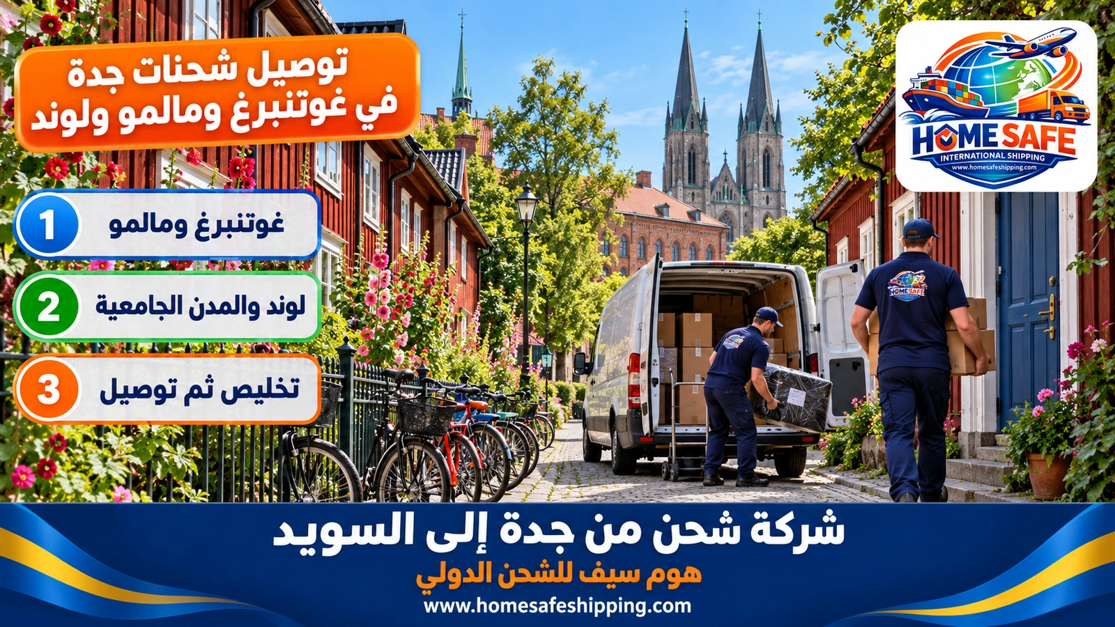 توصيل شحنات جدة في غوتنبرغ ومالمو ولوند