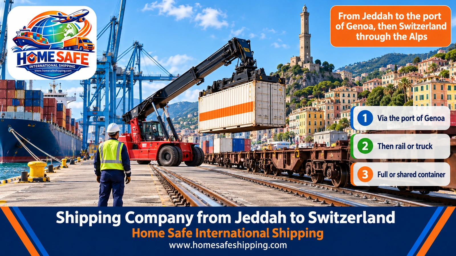 From Jeddah to the port of Genoa, then Switzerland through the Alps