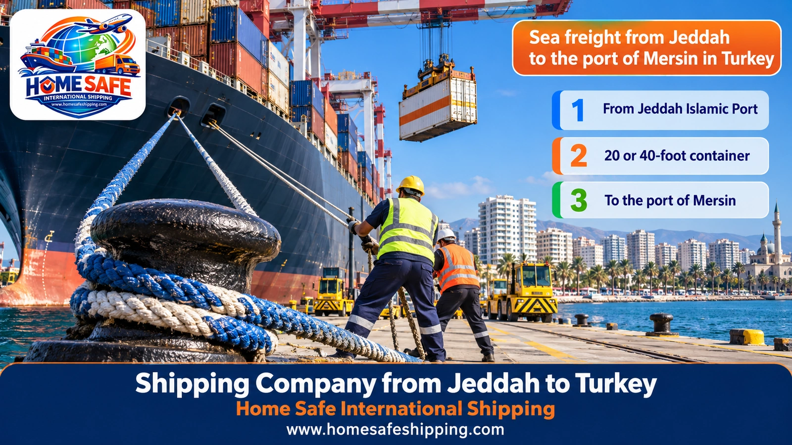 Sea freight from Jeddah to the port of Mersin in Turkey