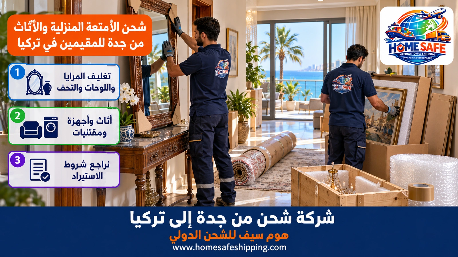 شحن الأمتعة المنزلية والأثاث من جدة للمقيمين في تركيا