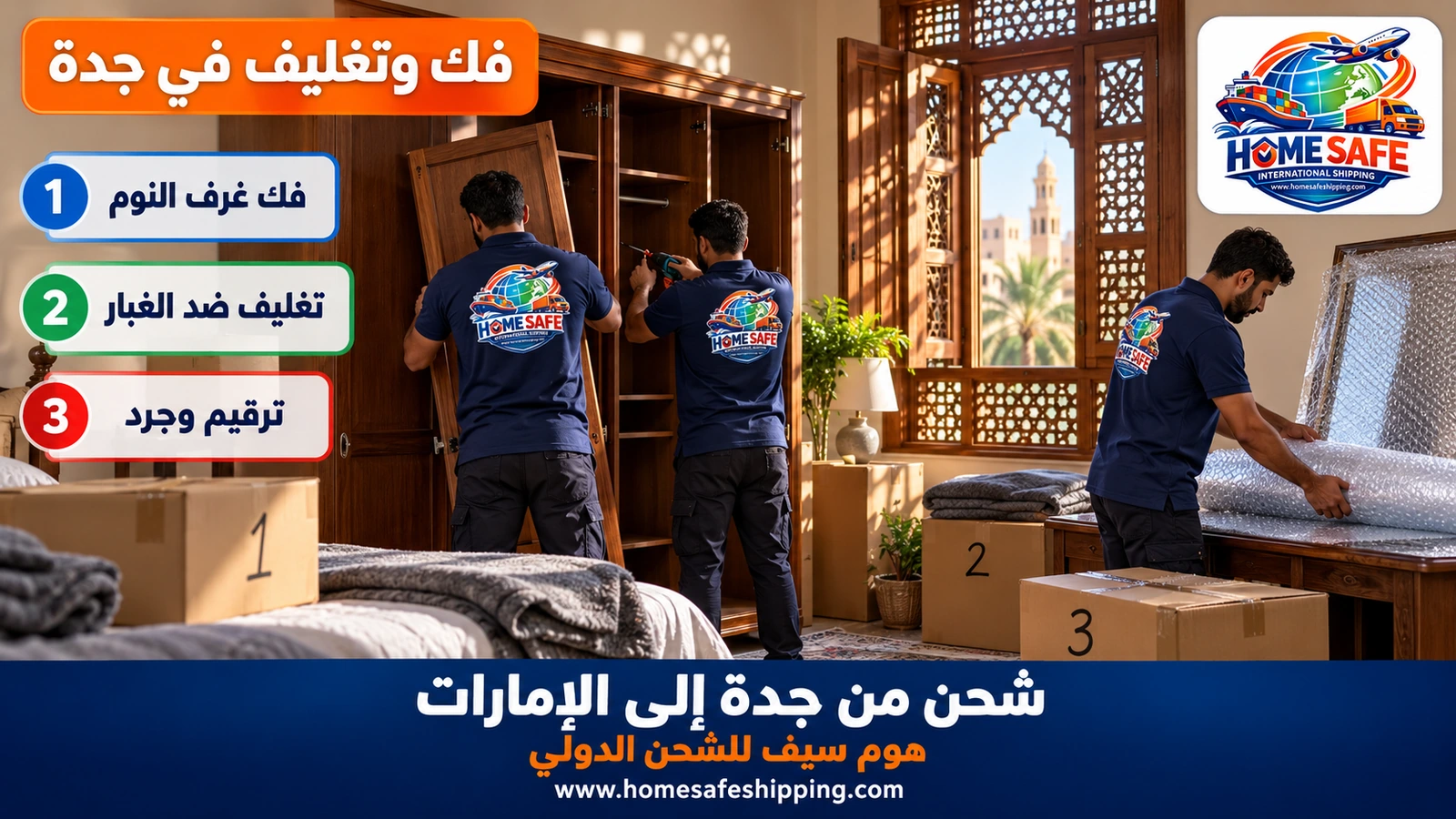 فك وتغليف الأثاث في جدة قبل شحنه إلى الإمارات
