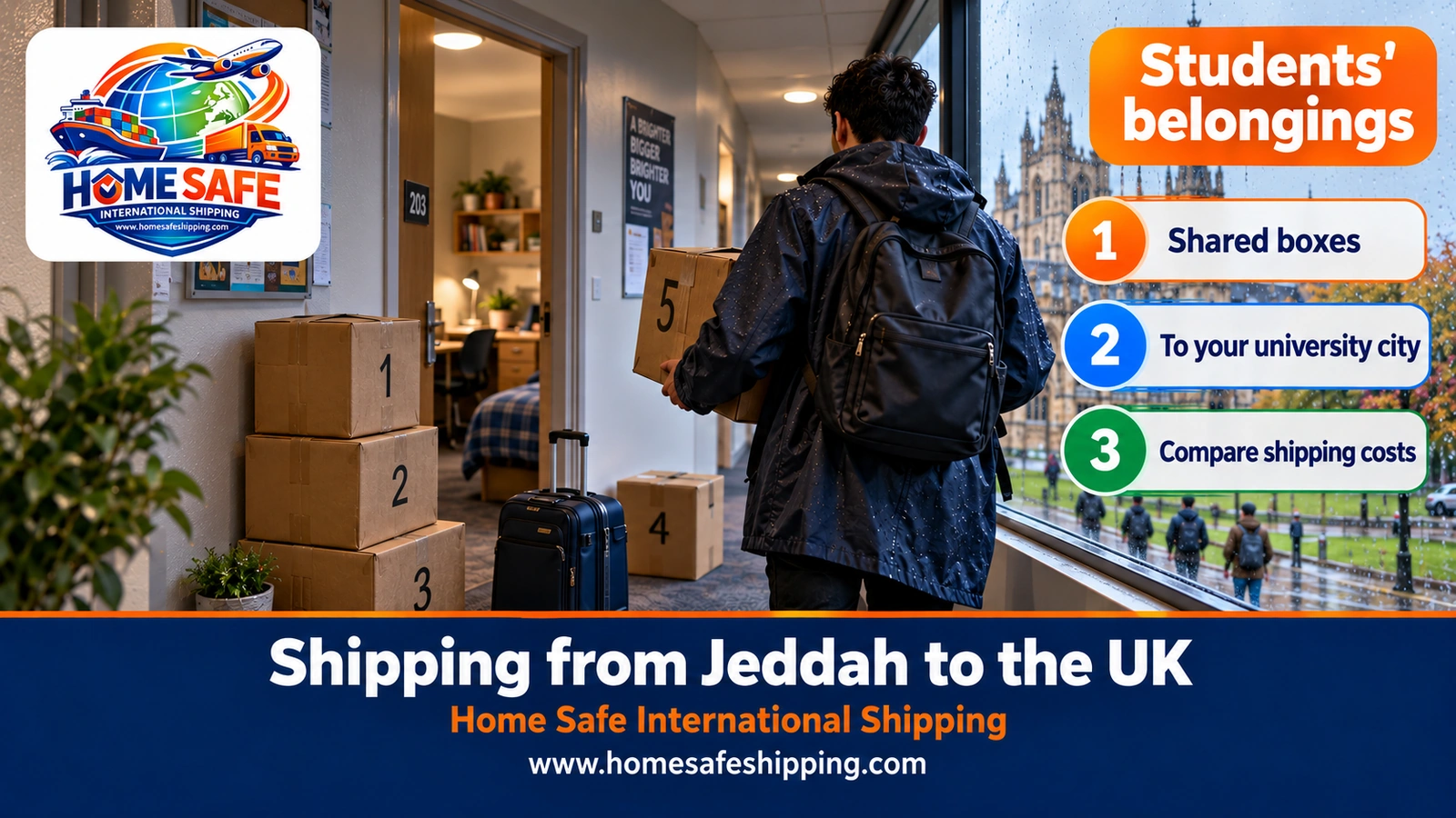 Shipping students’ belongings from Jeddah to the UK