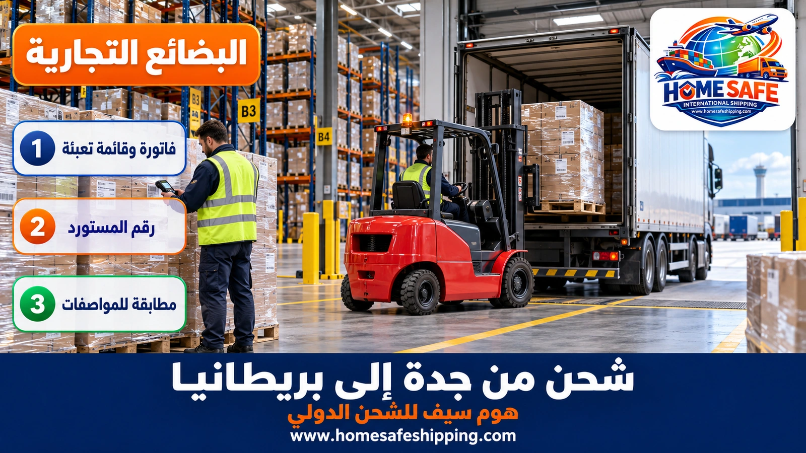 شحن البضائع التجارية من جدة إلى بريطانيا