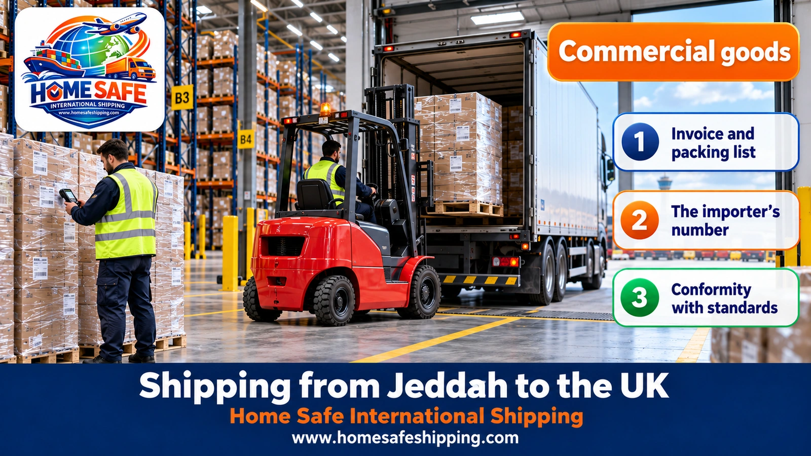 Shipping commercial goods from Jeddah to the UK
