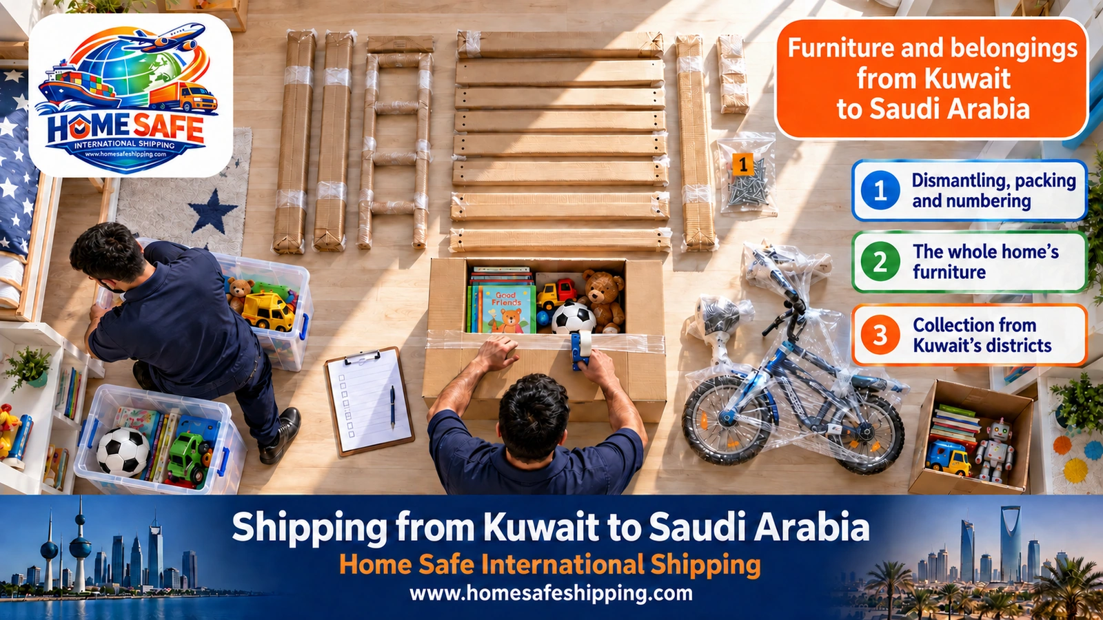 Shipping the furniture and household goods of families moving from Kuwait to Saudi Arabia