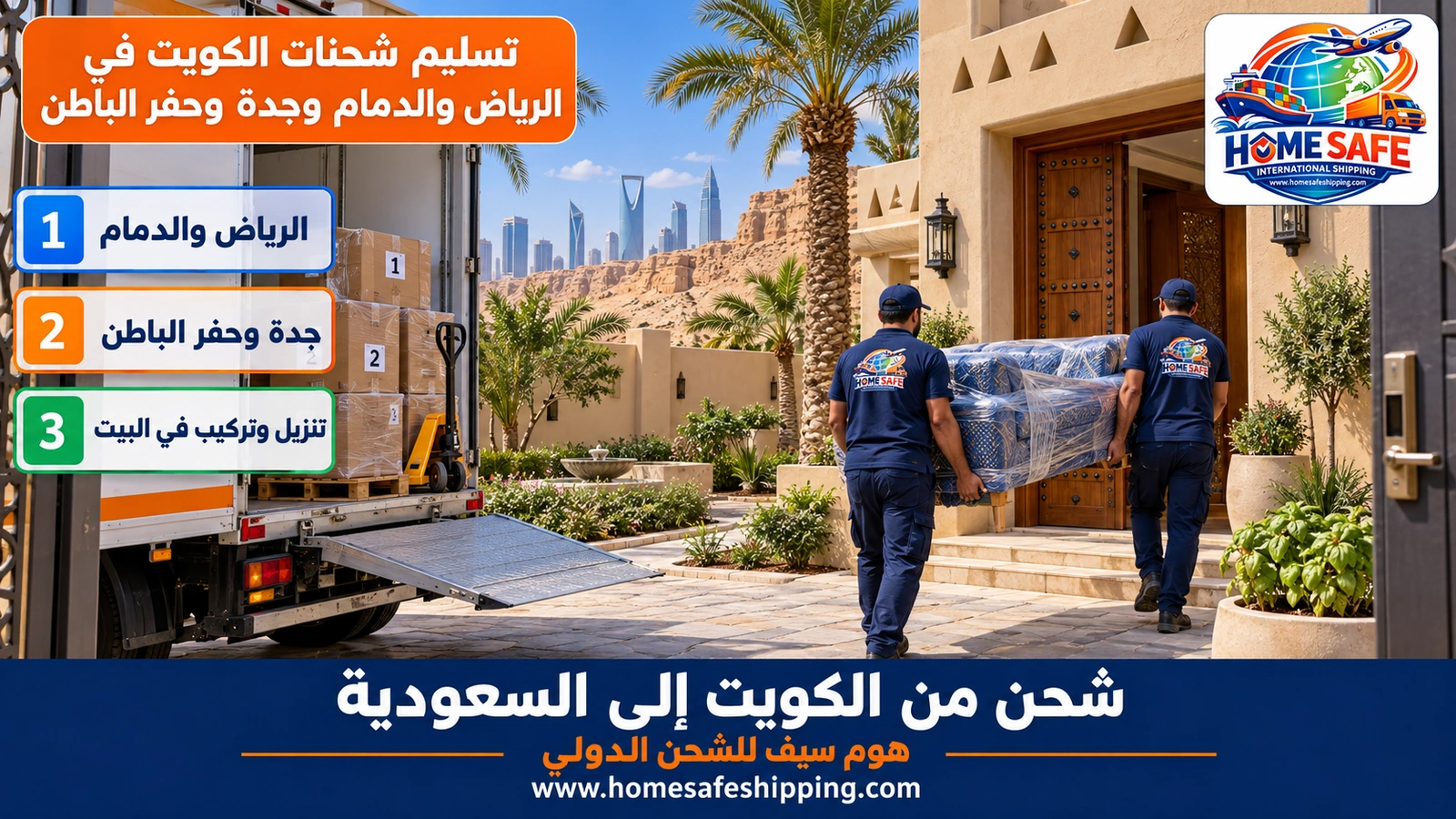 تسليم شحنات الكويت في الرياض والدمام وجدة وحفر الباطن