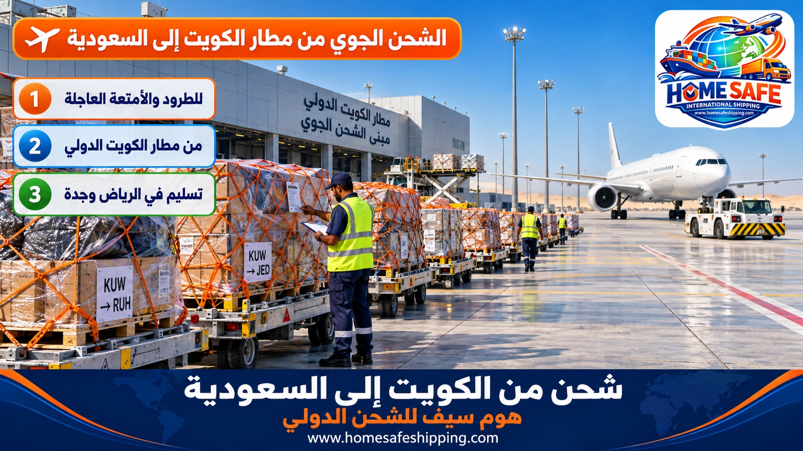 الشحن الجوي من مطار الكويت إلى السعودية