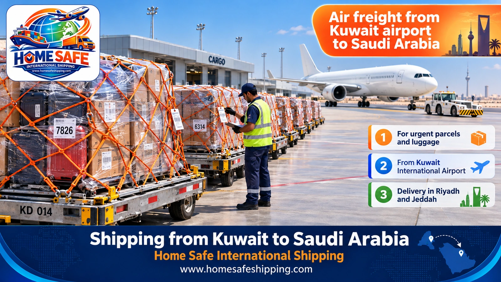 Air freight from Kuwait airport to Saudi Arabia