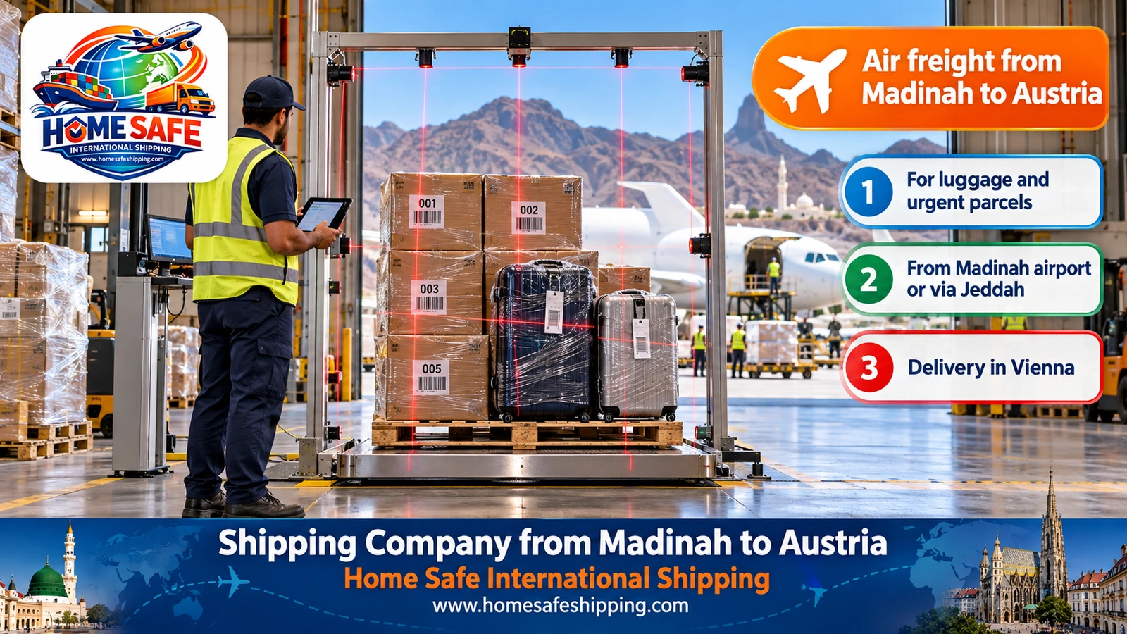 Air freight from Madinah to Austria