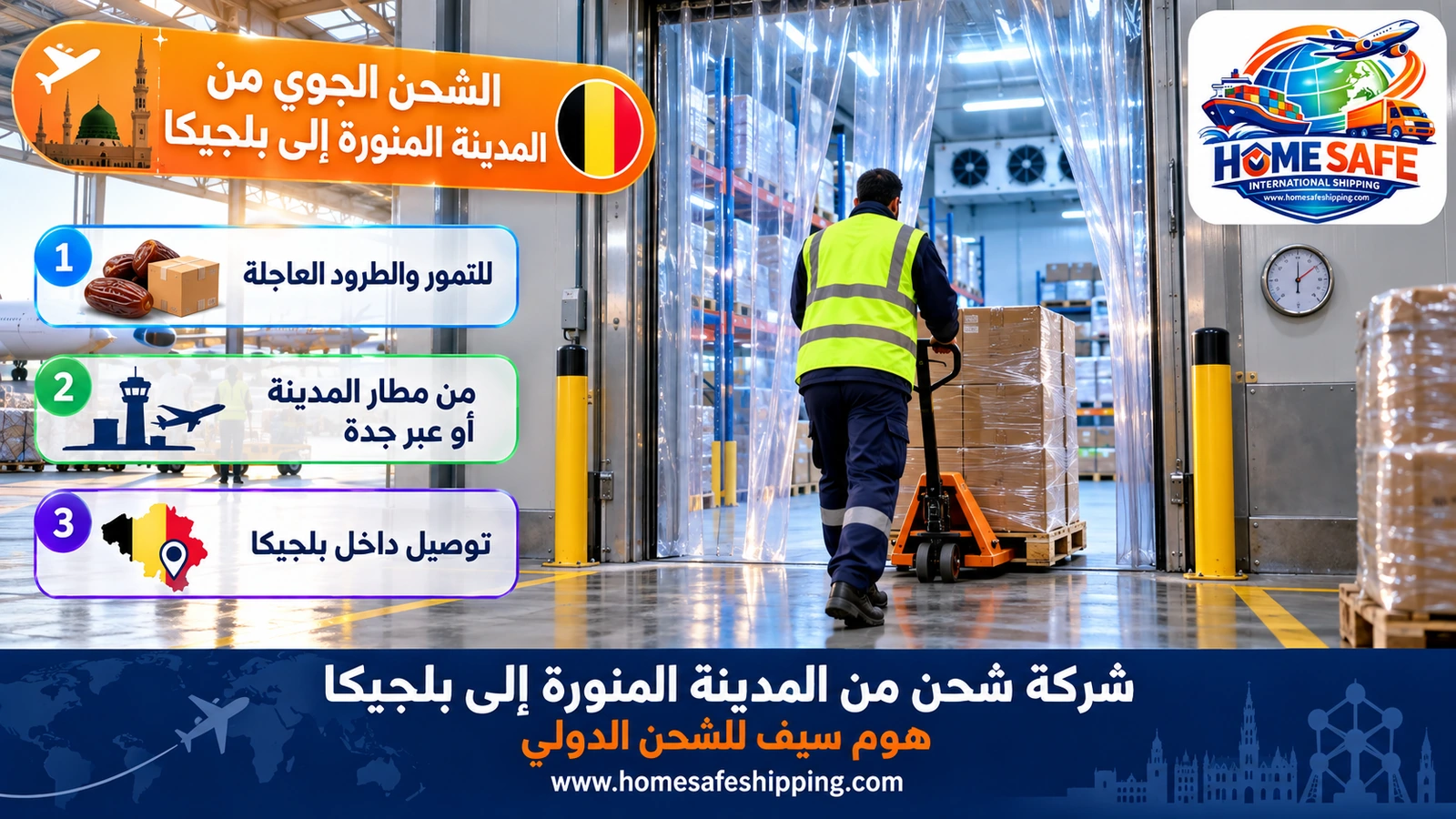 الشحن الجوي من المدينة المنورة إلى بلجيكا