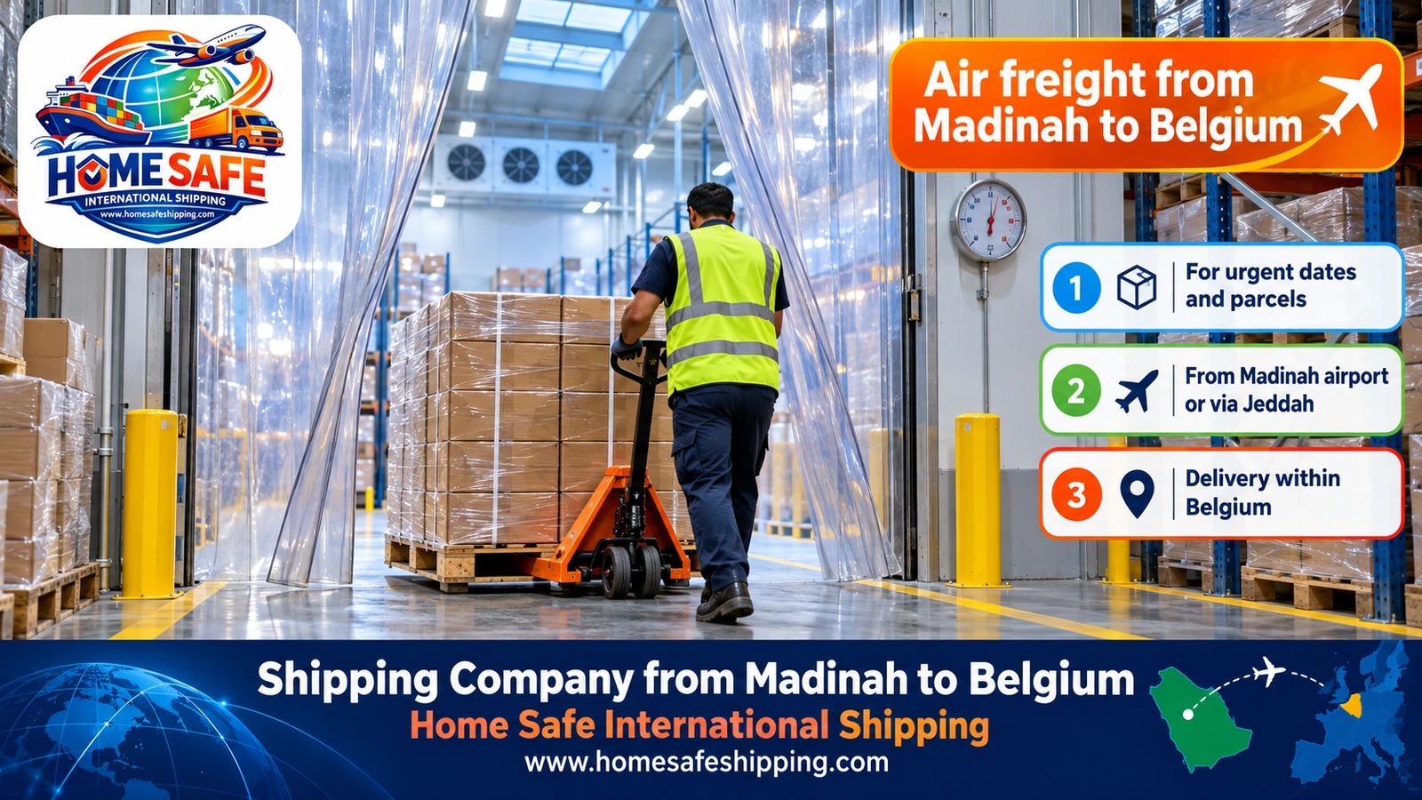 Air freight from Madinah to Belgium