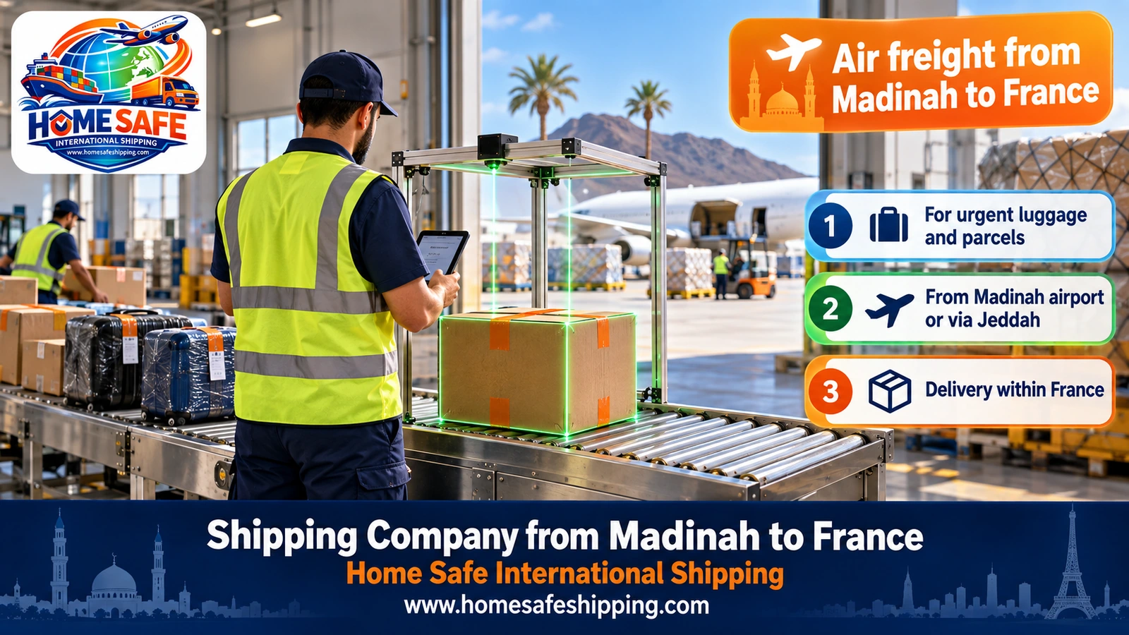 Air freight from Madinah to France