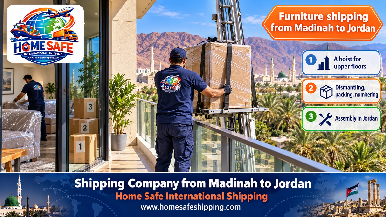 Furniture shipping from Madinah to Jordan