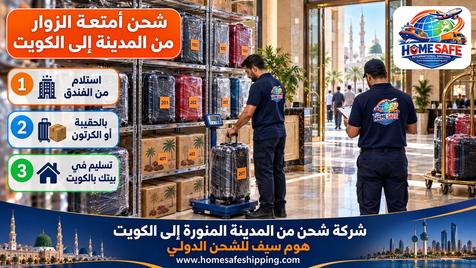 شحن أمتعة الزوار من المدينة إلى الكويت