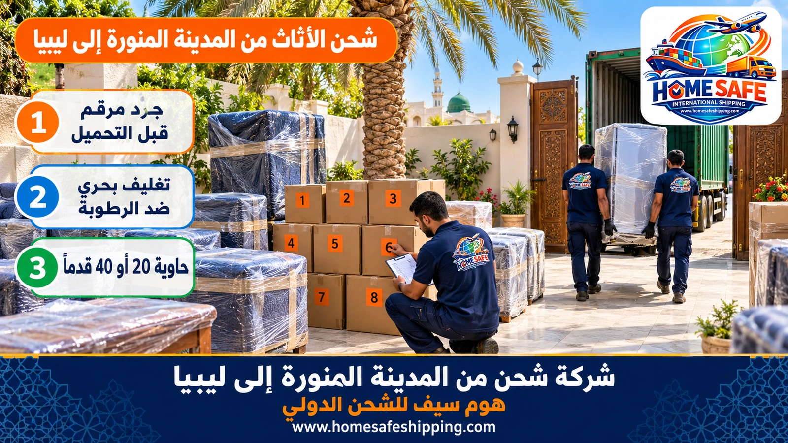 شحن الأثاث من المدينة المنورة إلى ليبيا