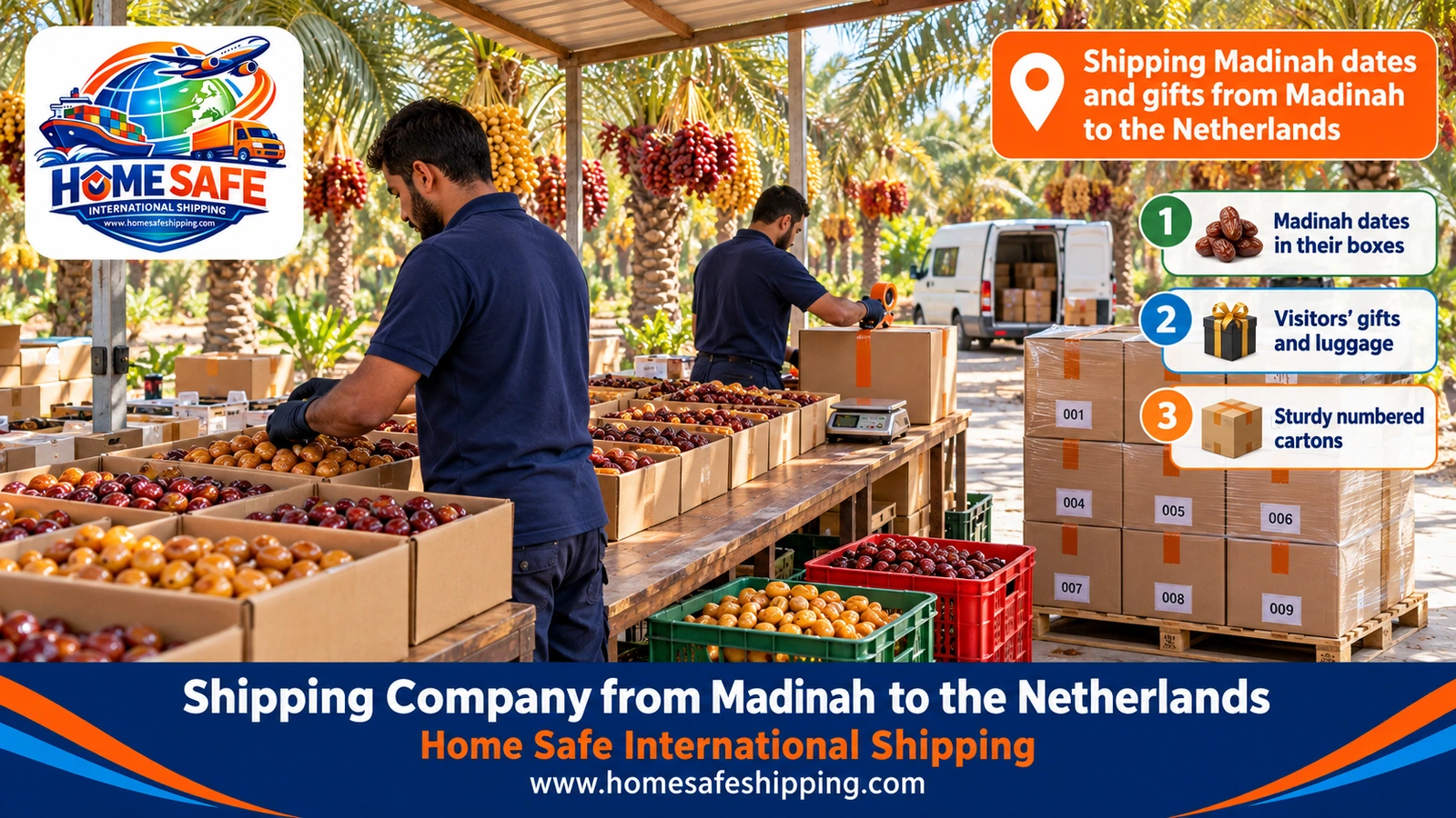 Shipping Madinah dates and gifts from Madinah to the Netherlands