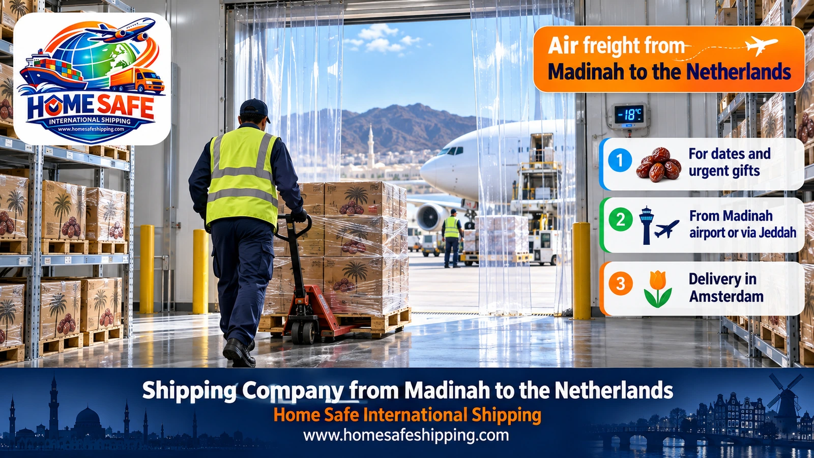 Air freight from Madinah to the Netherlands