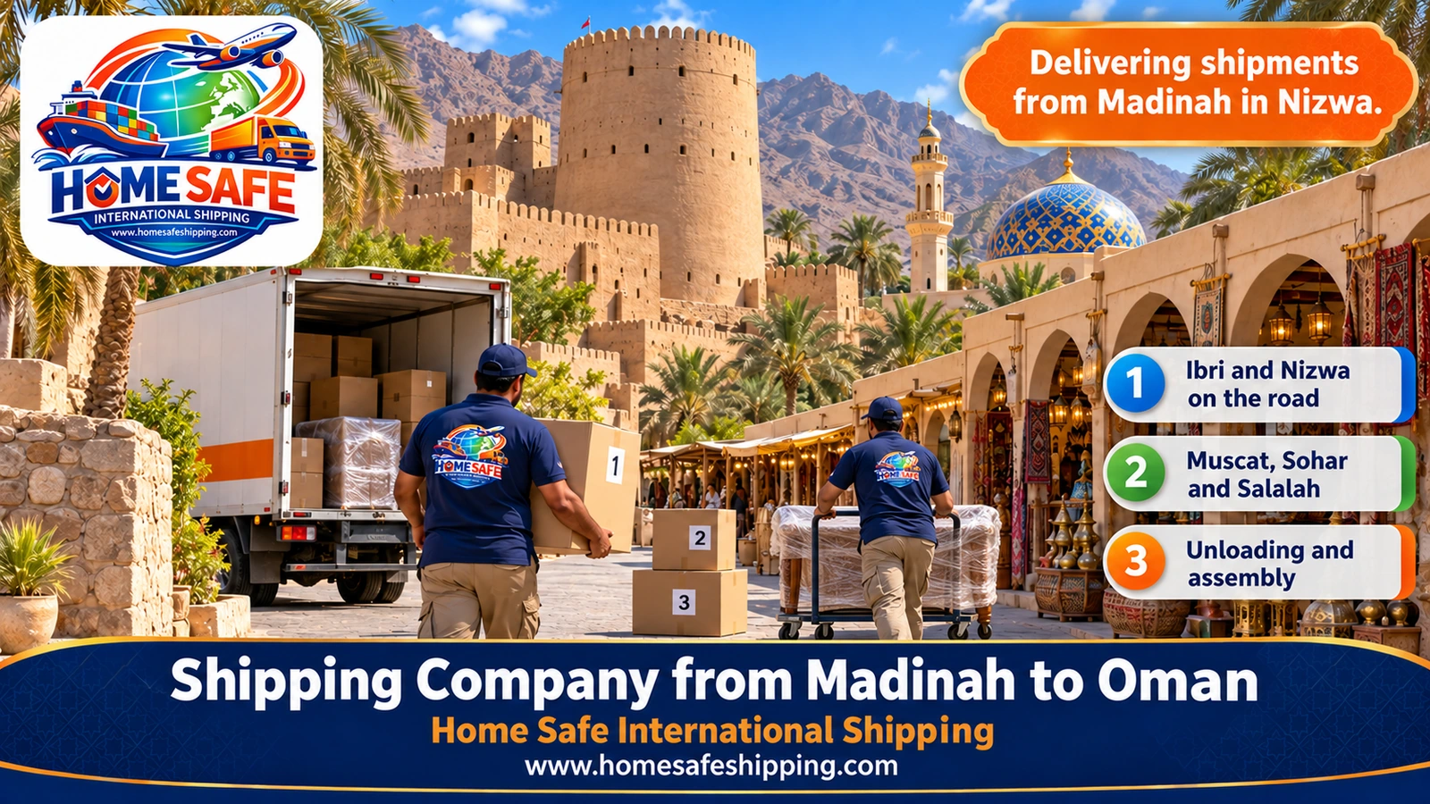 Delivering shipments from Madinah in Nizwa