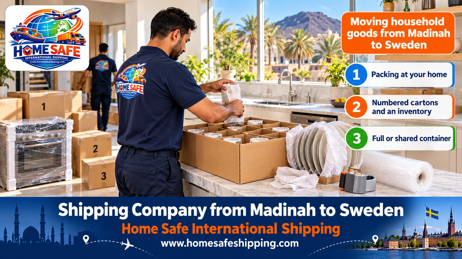 Moving household goods from Madinah to Sweden
