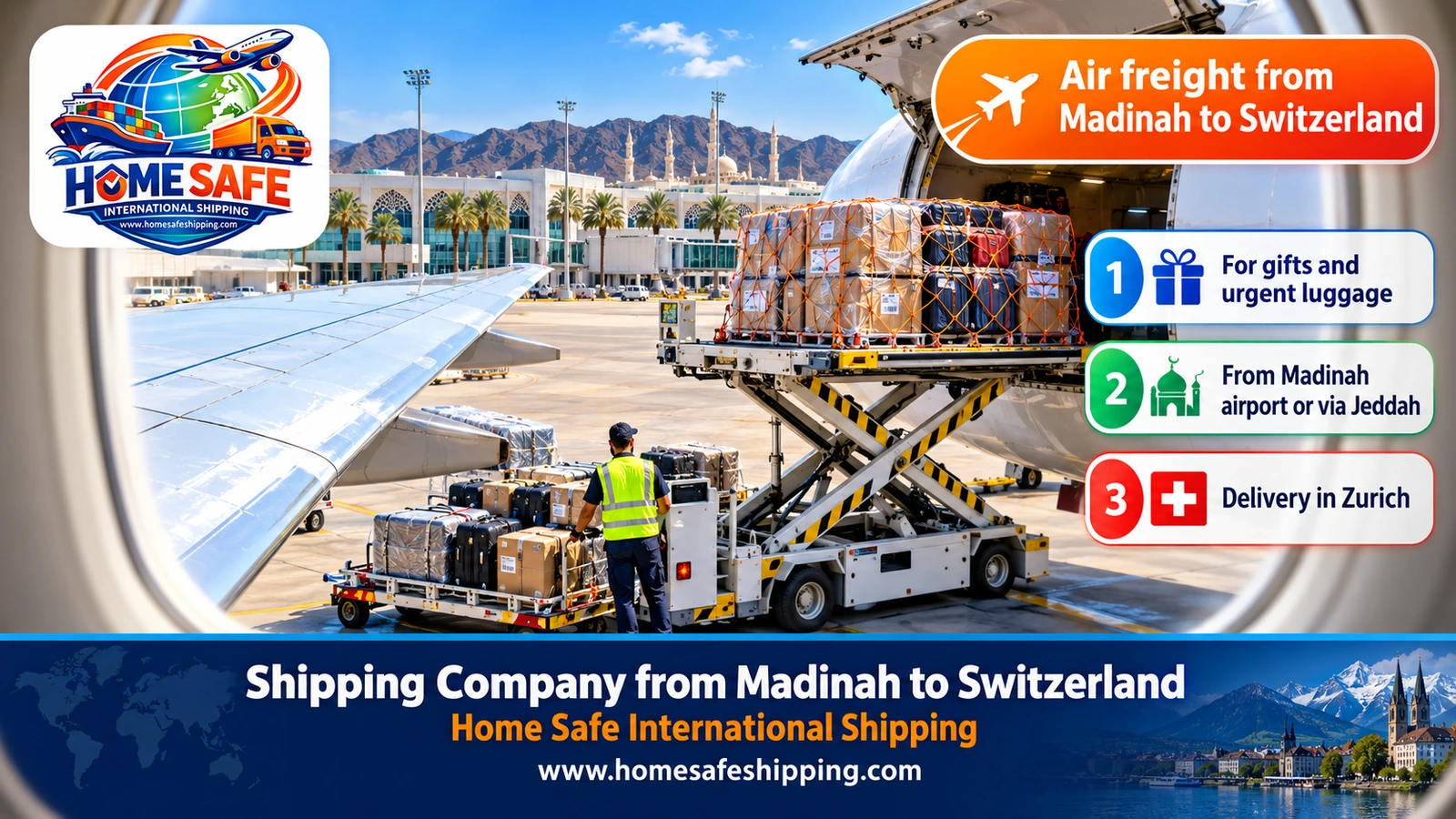 Air freight from Madinah to Switzerland