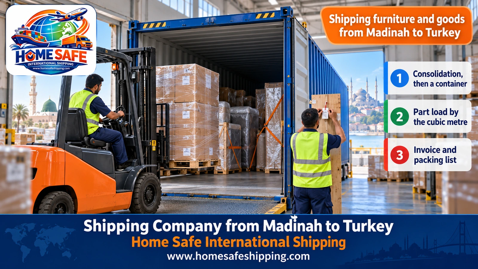 Shipping furniture and goods from Madinah to Turkey