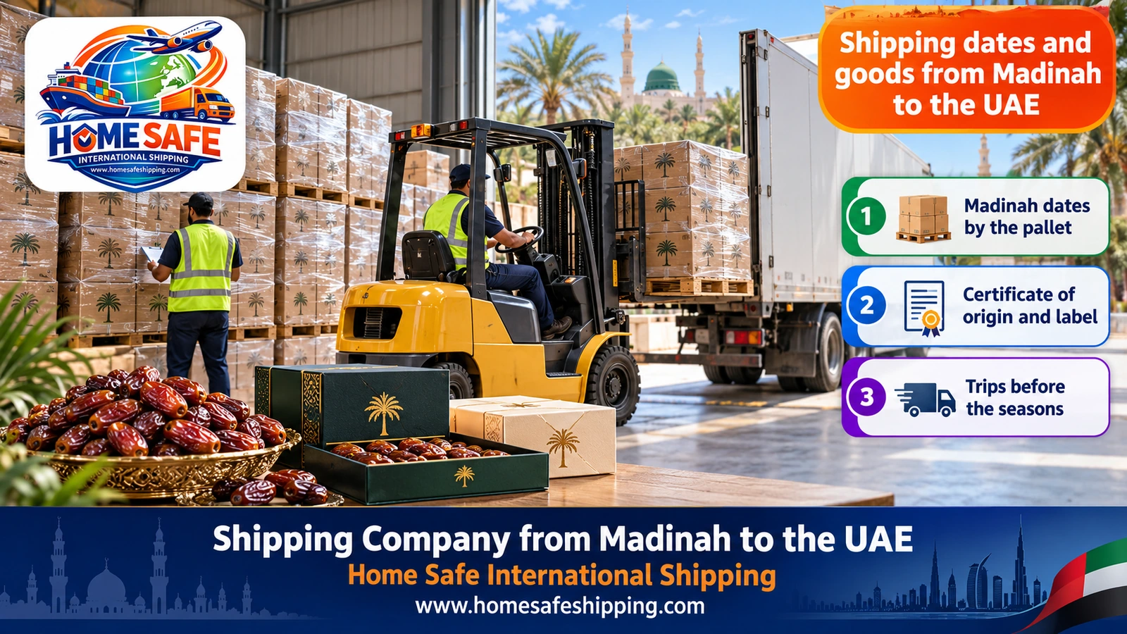 Shipping dates and goods from Madinah to the UAE