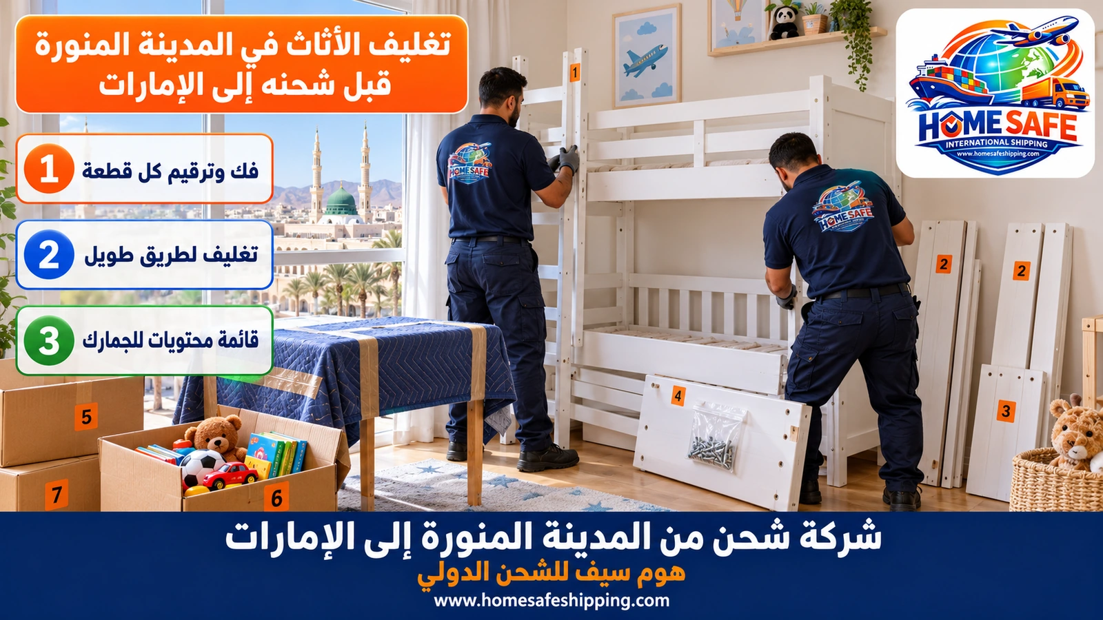 تغليف الأثاث في المدينة المنورة قبل شحنه إلى الإمارات
