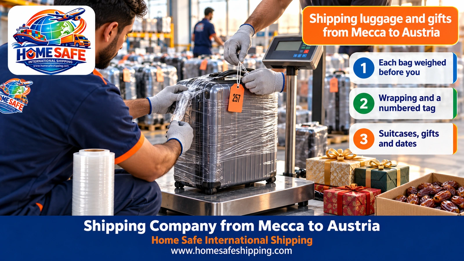 Shipping luggage and gifts from Mecca to Austria
