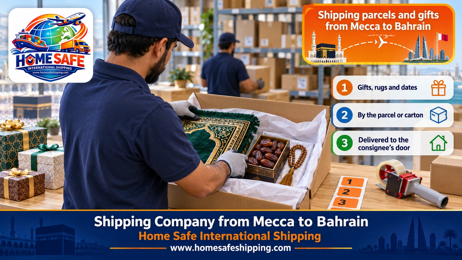 Shipping parcels and gifts from Mecca to Bahrain