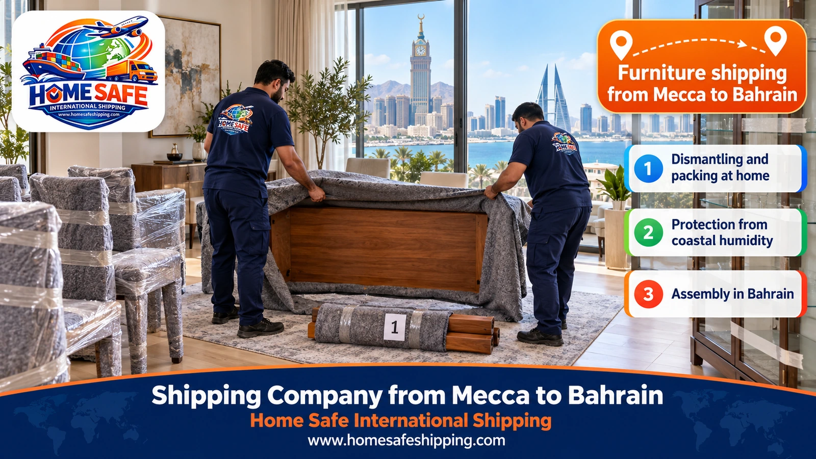 Furniture shipping from Mecca to Bahrain