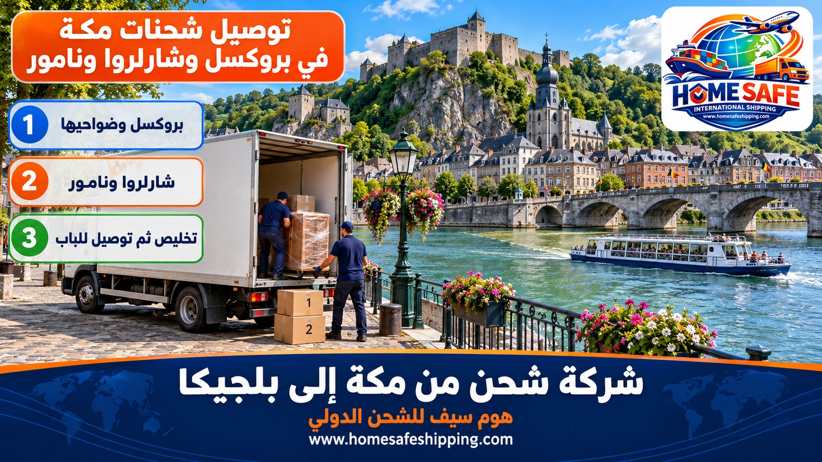 توصيل شحنات مكة في بروكسل وشارلروا ونامور