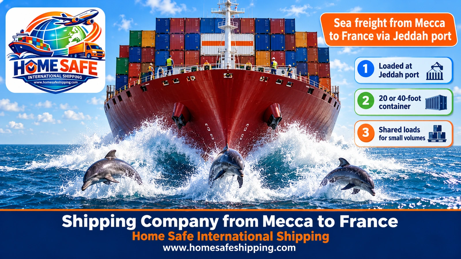 Sea freight from Mecca to France via Jeddah port