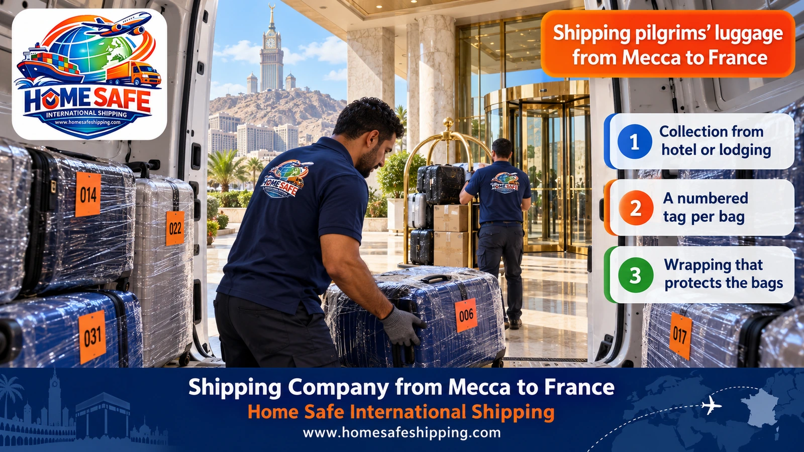 Shipping pilgrims’ luggage from Mecca to France