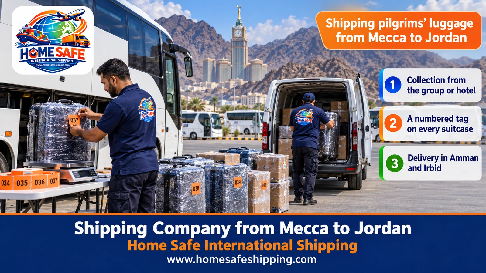 Shipping pilgrims’ luggage from Mecca to Jordan