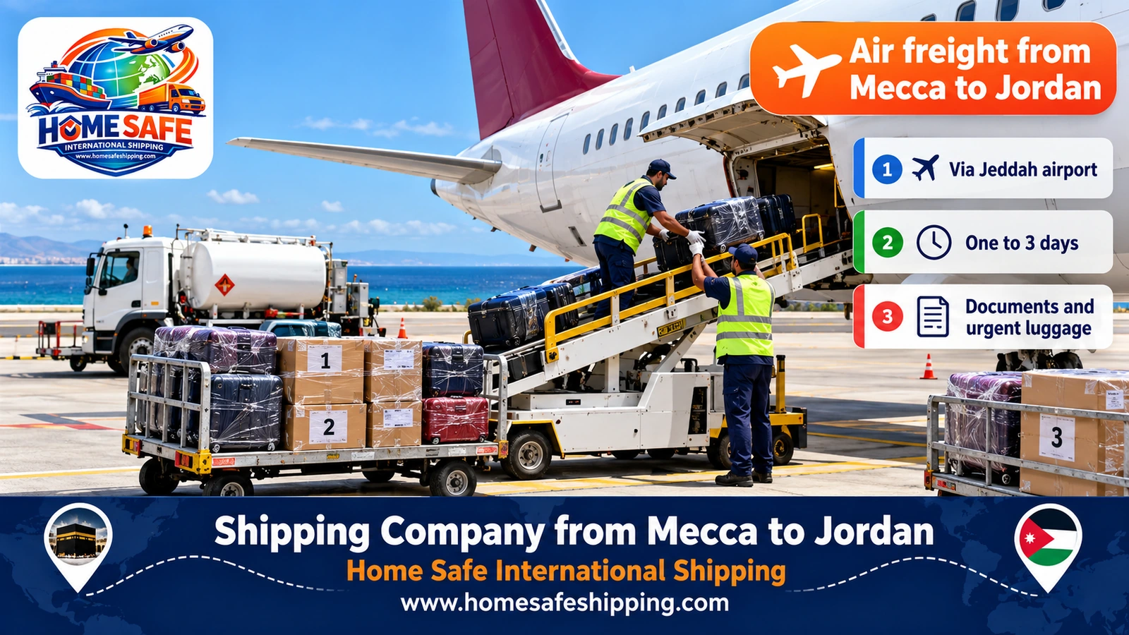 Air freight from Mecca to Jordan