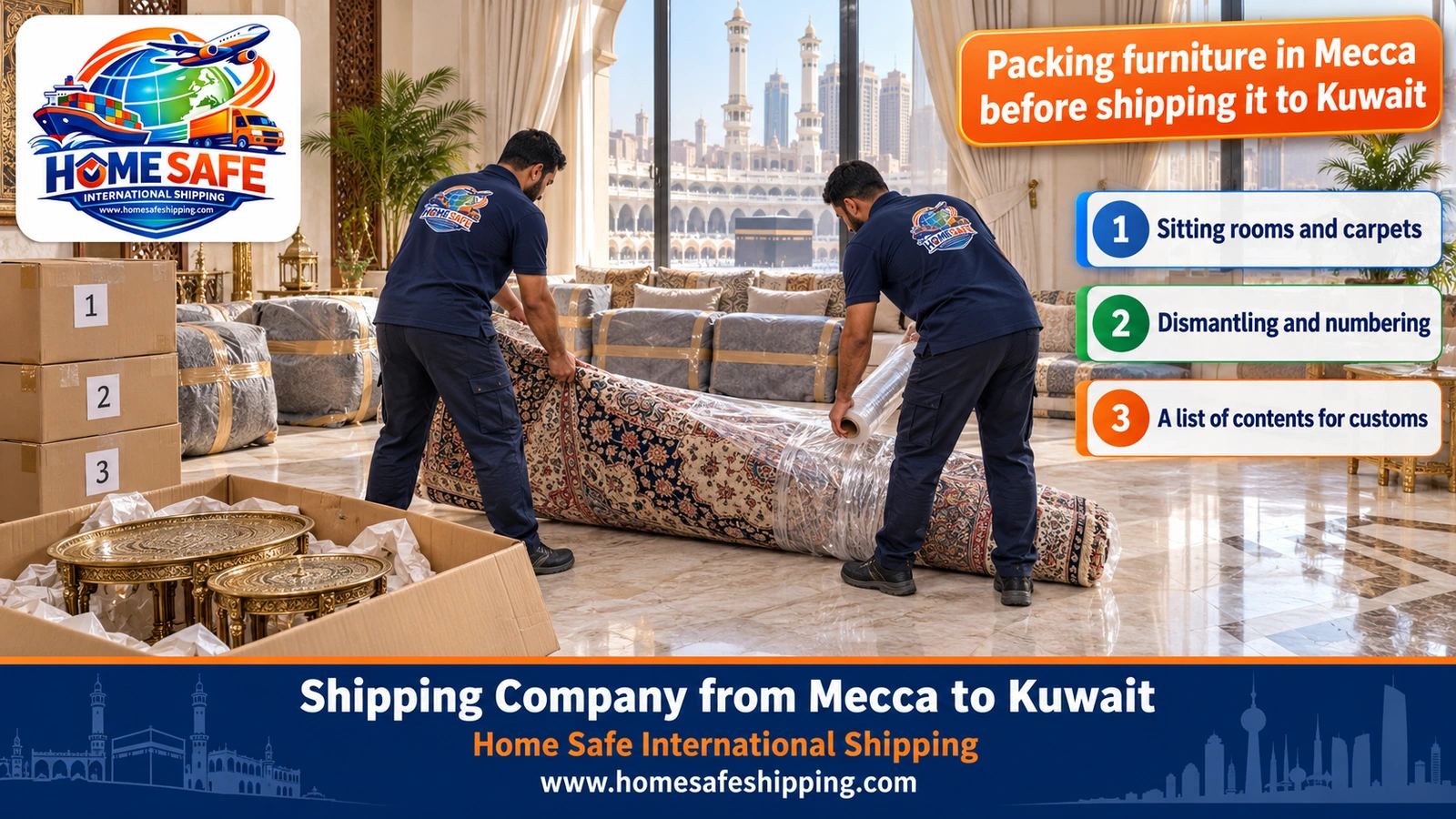 Packing furniture in Mecca before shipping it to Kuwait