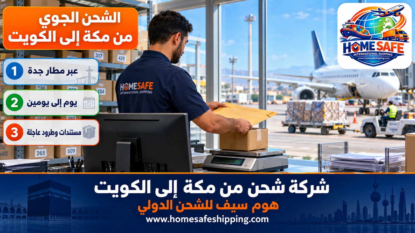 الشحن الجوي من مكة إلى الكويت