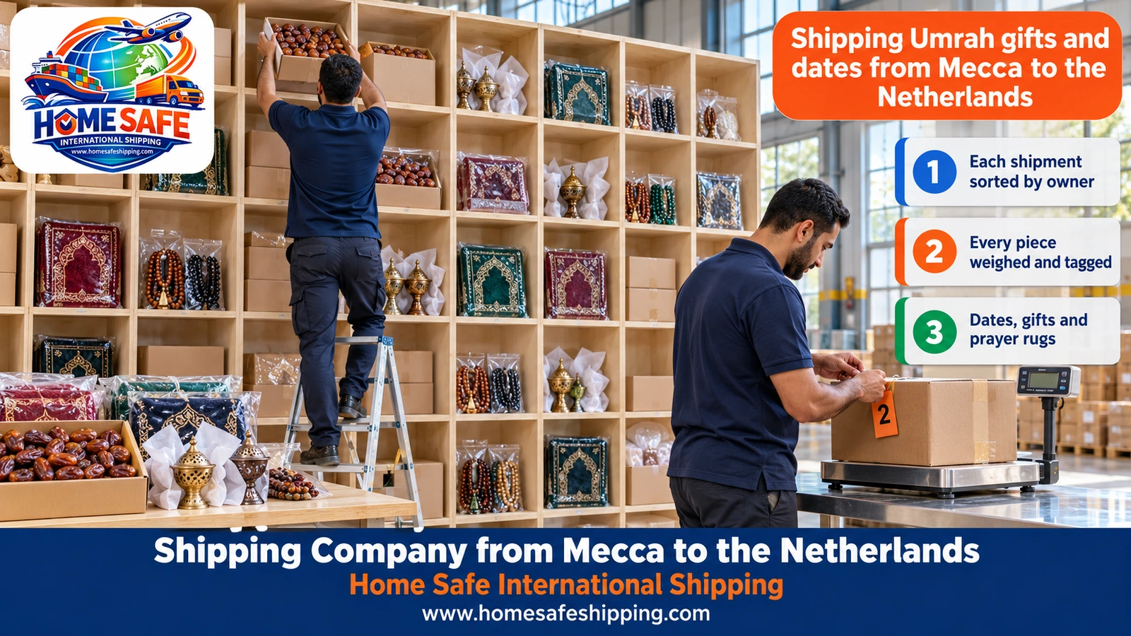 Shipping Umrah gifts and dates from Mecca to the Netherlands