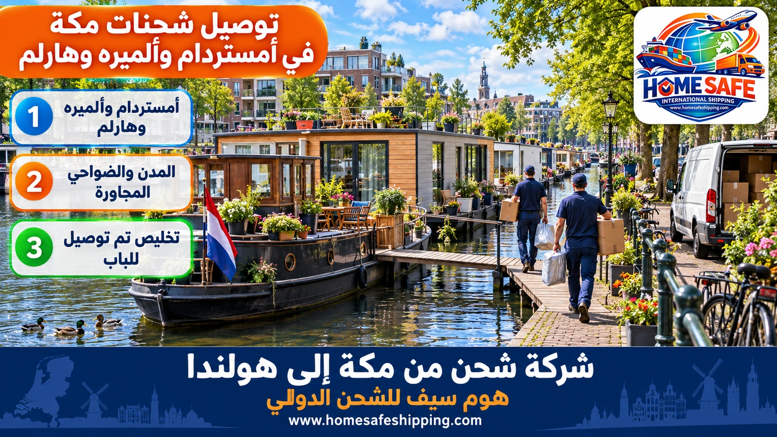 توصيل شحنات مكة في أمستردام وألميره وهارلم