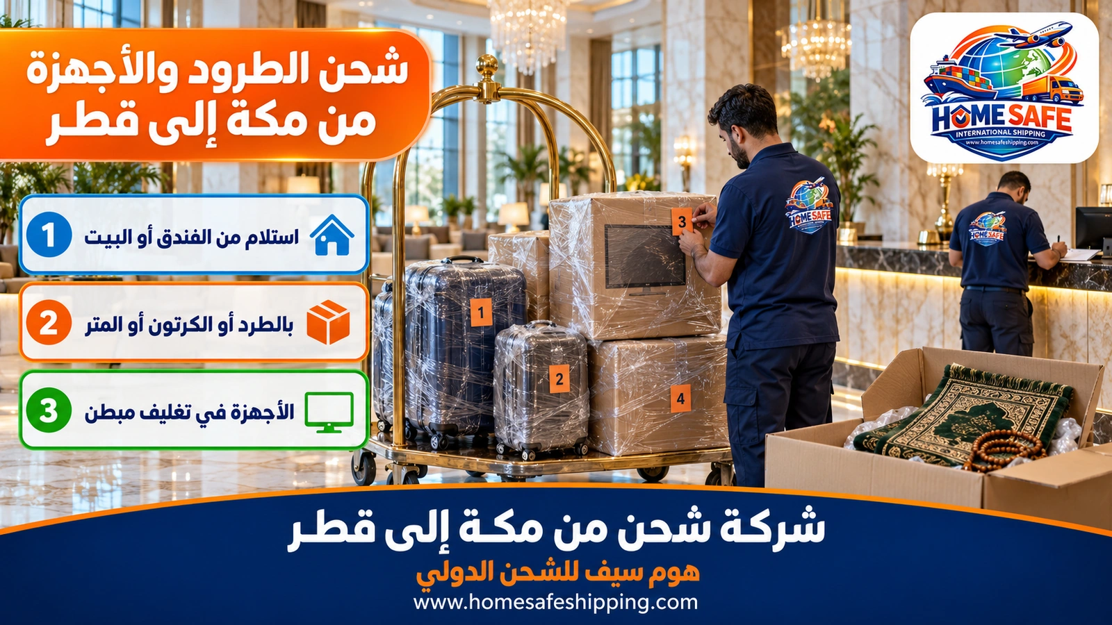 شحن الطرود والأجهزة من مكة إلى قطر