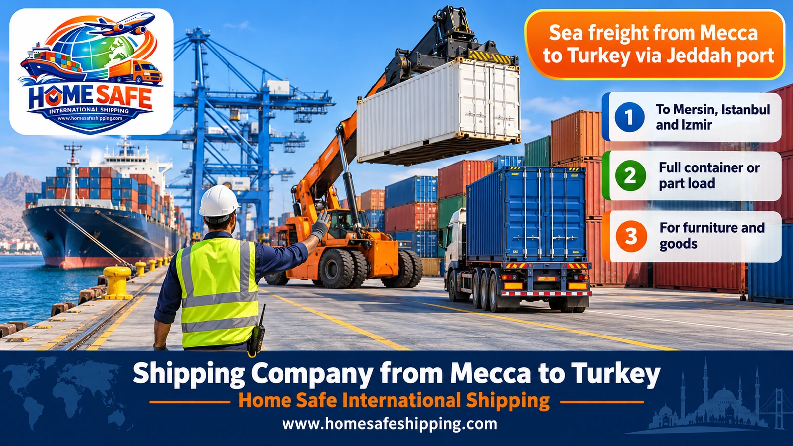Sea freight from Mecca to Turkey via Jeddah port