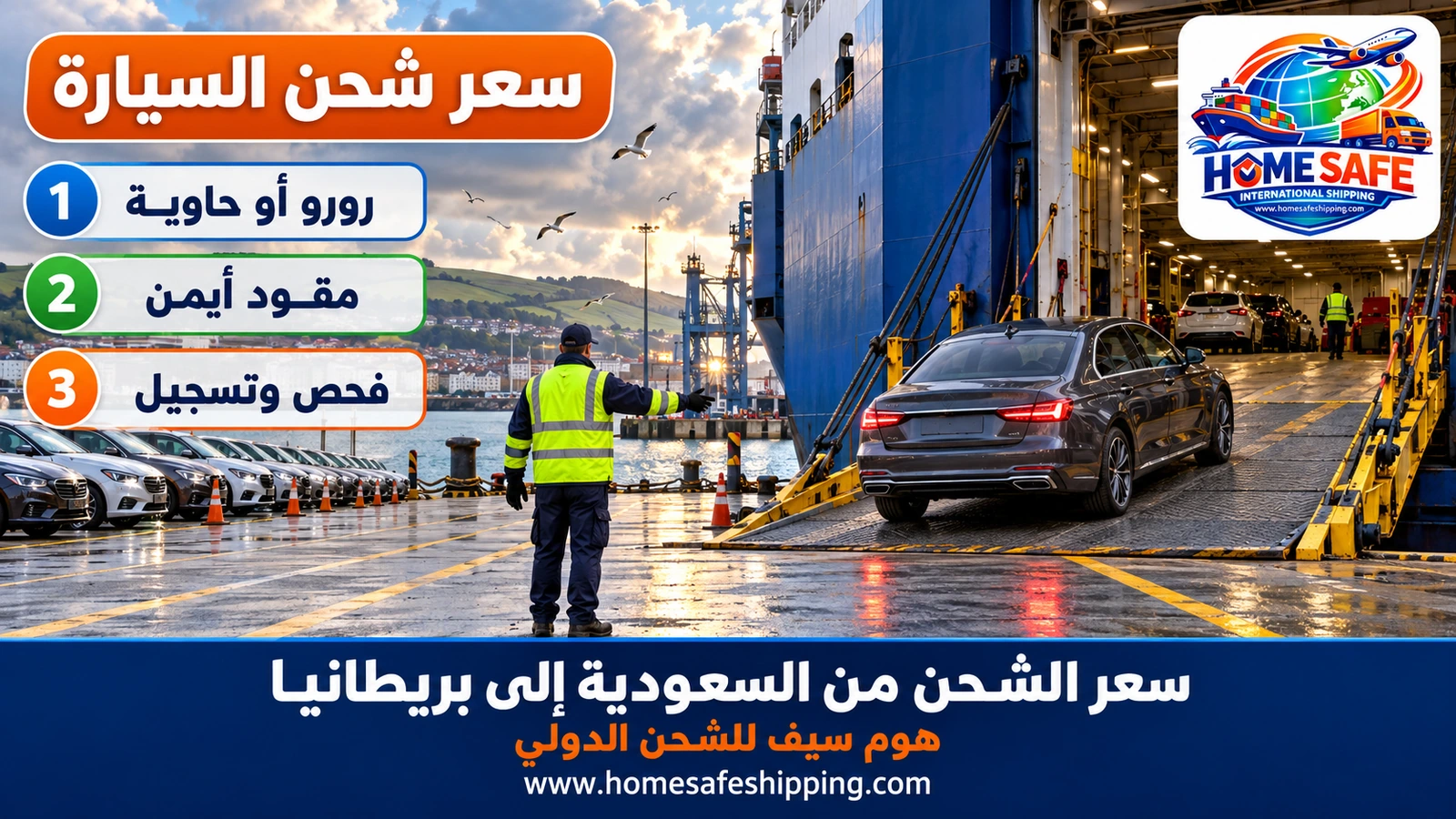 سعر شحن السيارة من السعودية إلى بريطانيا