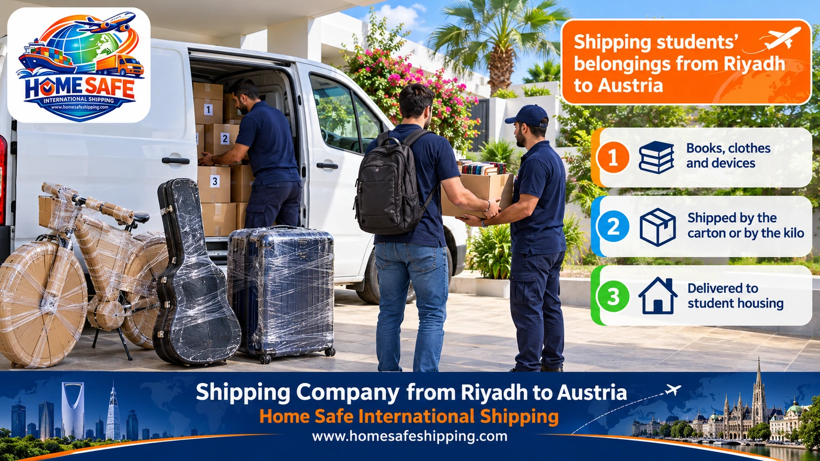 Shipping students’ belongings from Riyadh to Austria