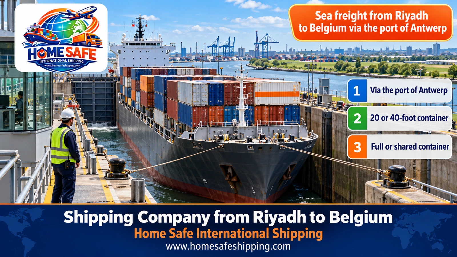 Sea freight from Riyadh to Belgium via the port of Antwerp