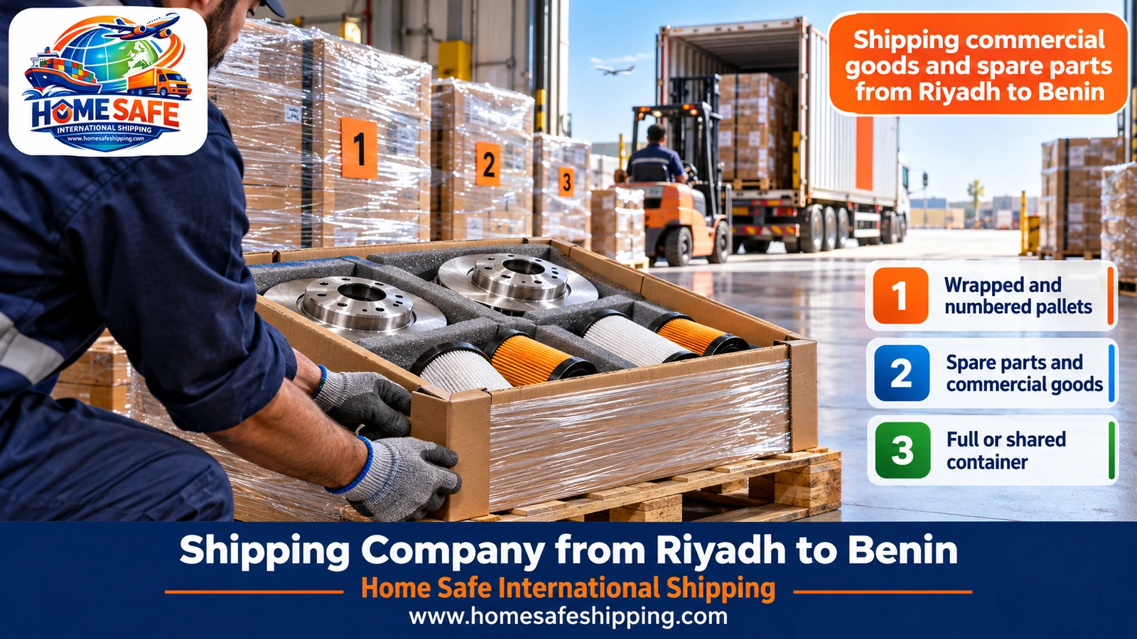 Shipping commercial goods and spare parts from Riyadh to Benin