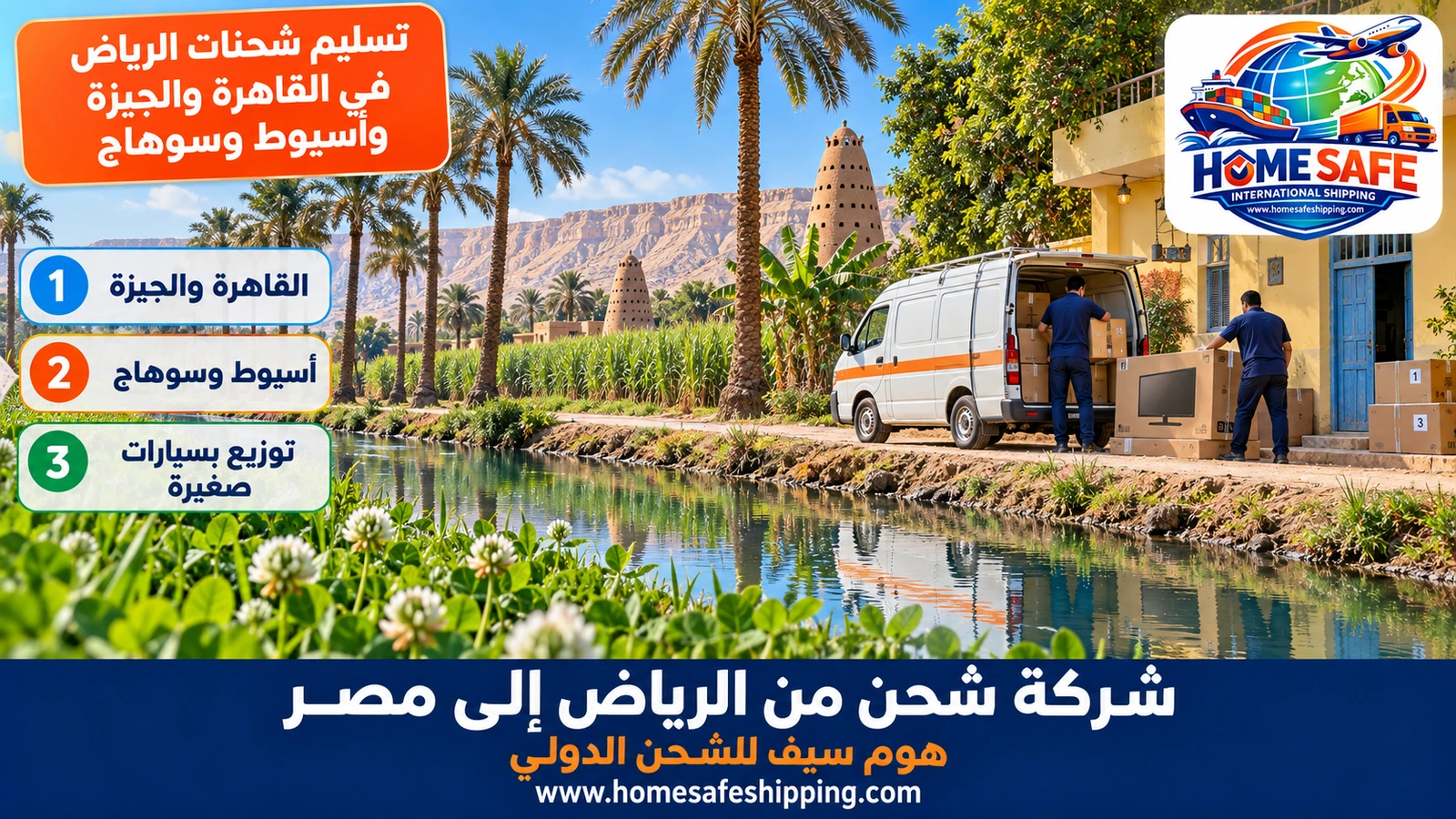تسليم شحنات الرياض في القاهرة والجيزة وأسيوط وسوهاج