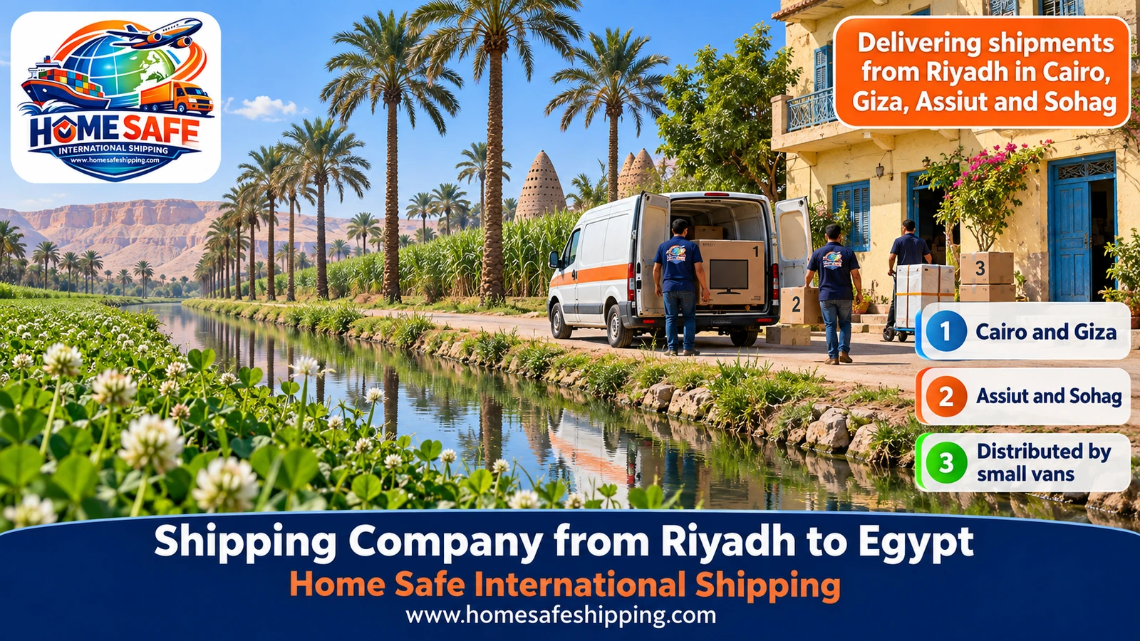 Delivering shipments from Riyadh in Cairo, Giza, Assiut and Sohag