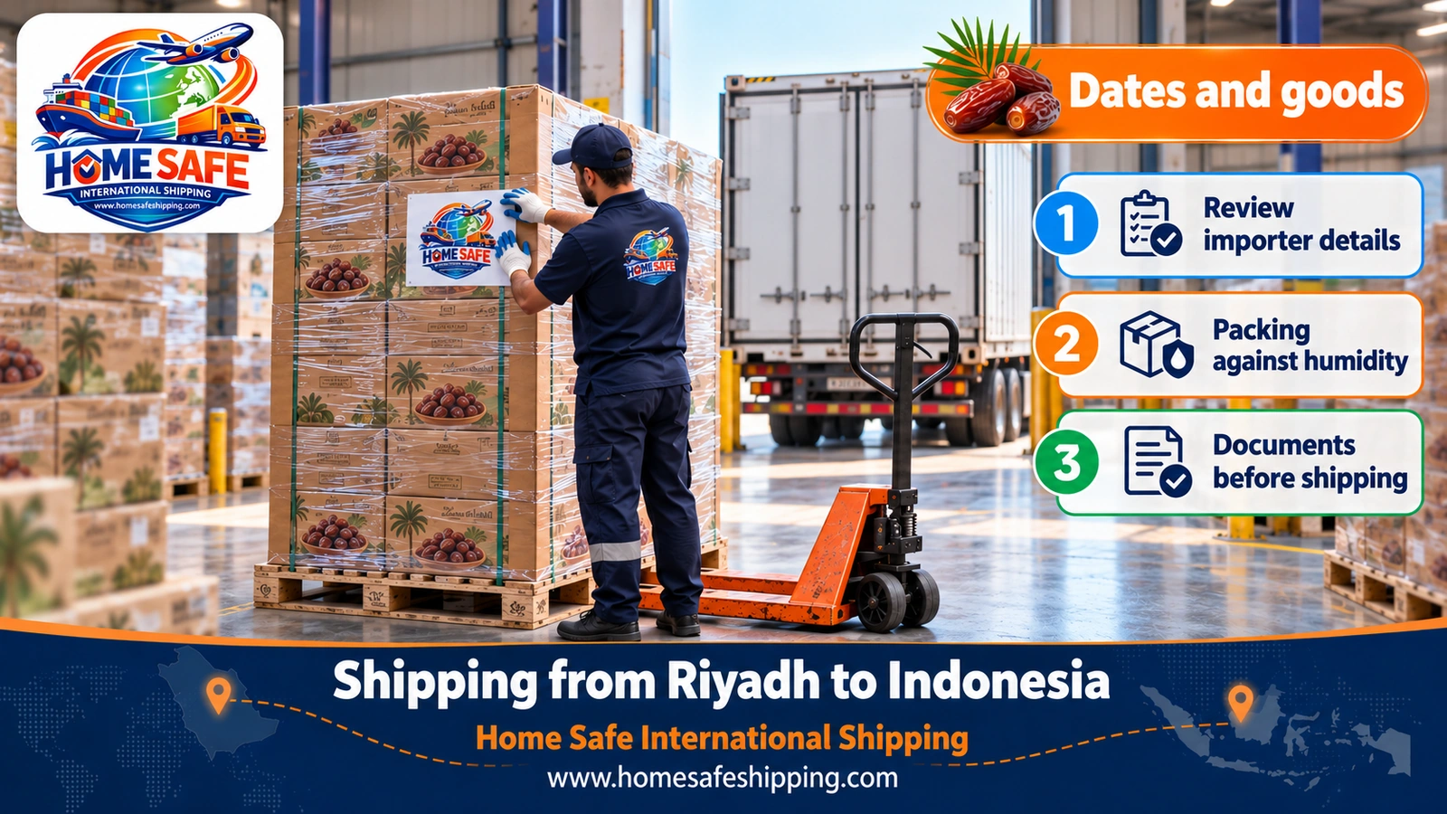 Shipping dates and goods from Riyadh to Indonesia