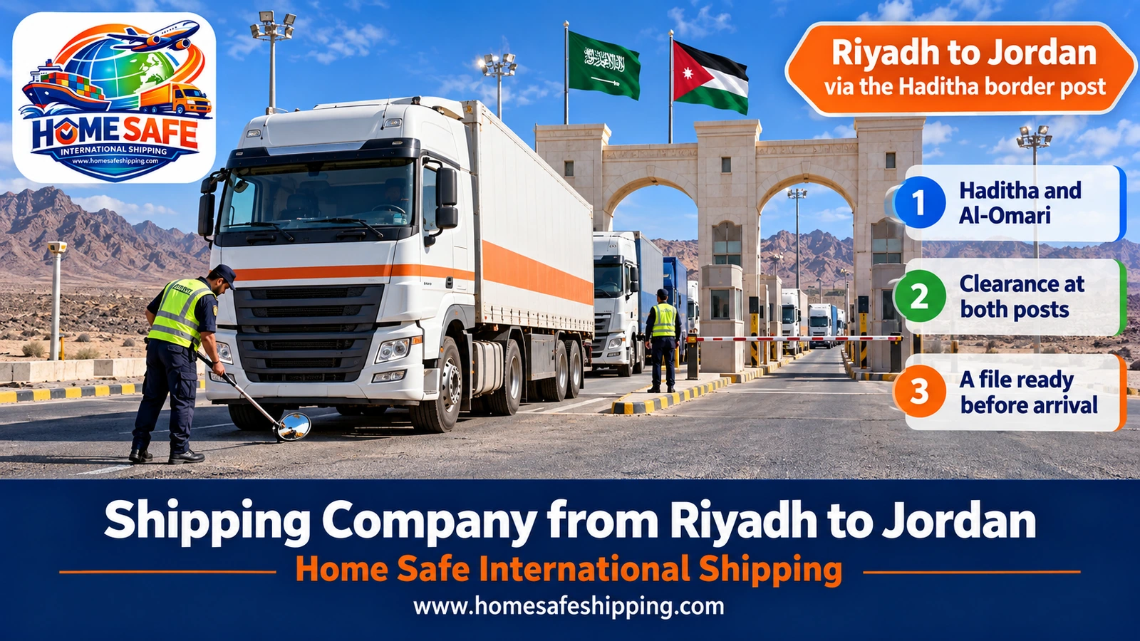Riyadh to Jordan via the Haditha border post